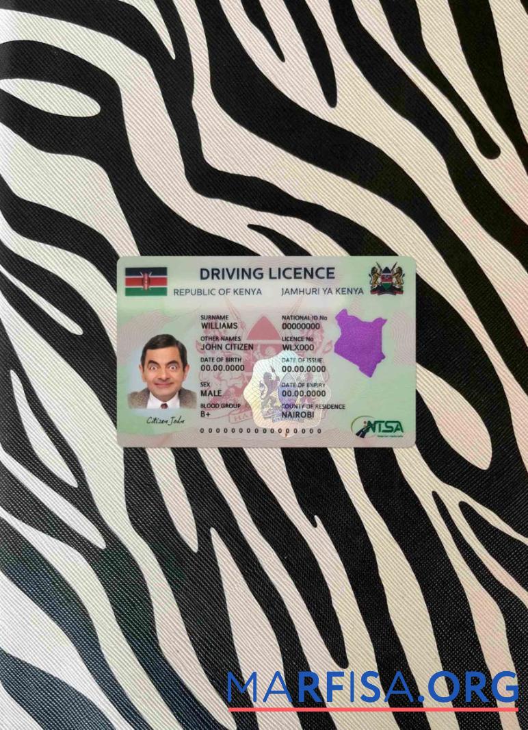 Printable Kenya driving license photolook real example